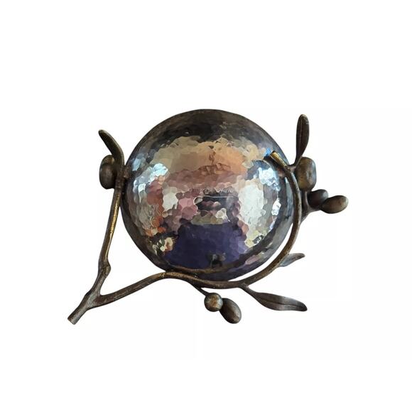 Michael Aram Hand-Hammered Nickel Bronze Branch Serving Bowl Signed Vtg 5" - Picture 3 of 4